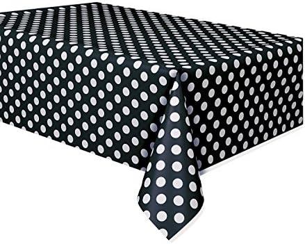 Unique Party 50259 - Plastic Baby Pink Polka Dot Tablecloth, 54" x 108 "