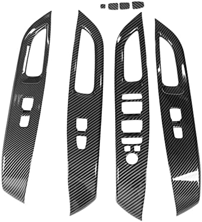 Acouto Door Window Switch Panel Trim for Hyundai Tucson 2022 (US version)， 8pcs Door Window Switch Panel Decoration Carbon Fiber Switch Button Covers Car Interior Accessories