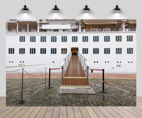 chnywork 7x5ft Cruise Boarding Backdrop Luxury Cruise Enterance Sea Port Vacation Background Summer Holiday Travel Party Decorations Photo Booth Studios Props Wallpaper