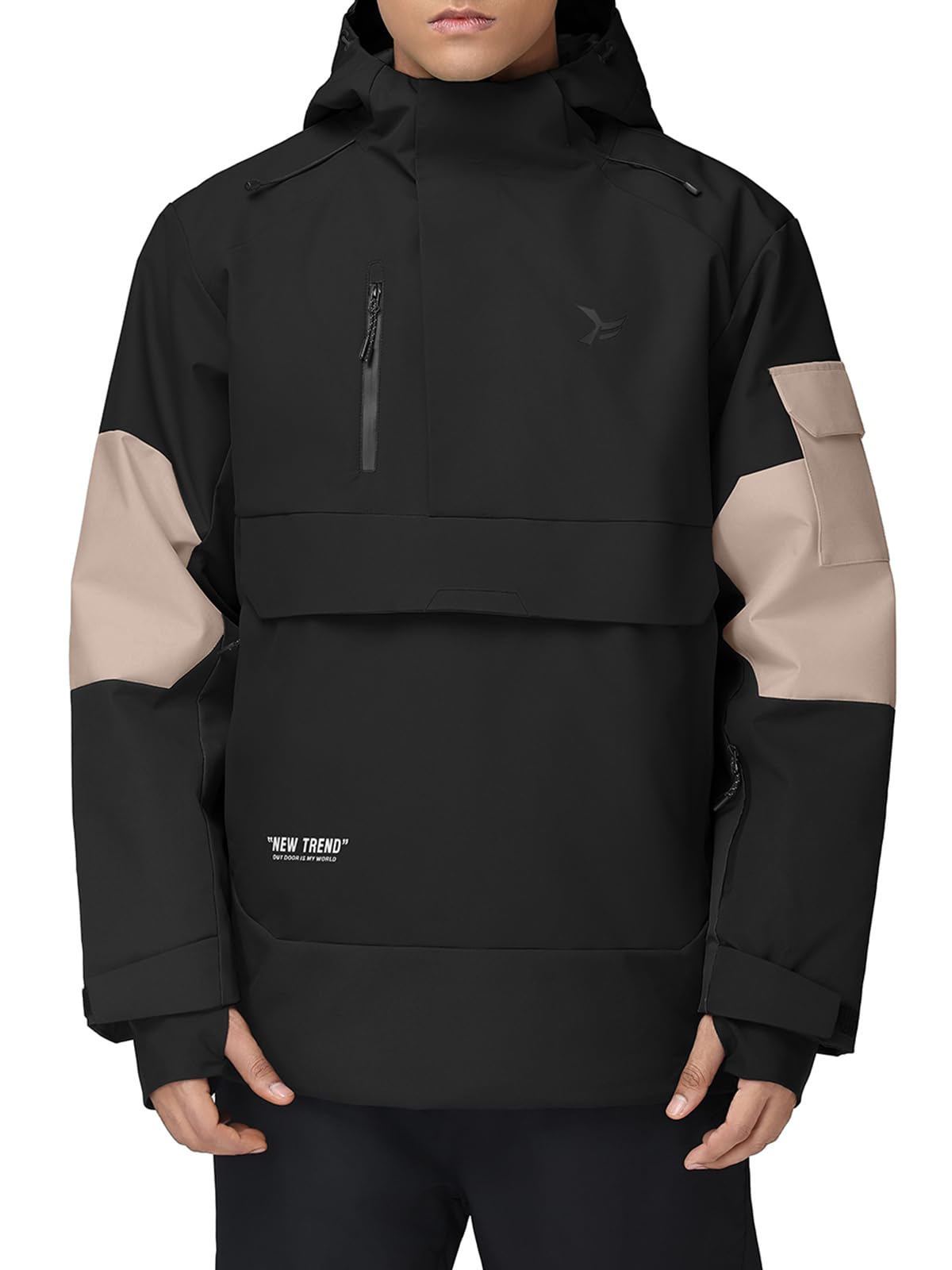 HOTIAN Herren Skijacke Warm Winterjacke Wasserdicht Atmungsaktiv Snowboardjacke Winddicht Funktionsjacke mit Abnehmbarer Kapuze