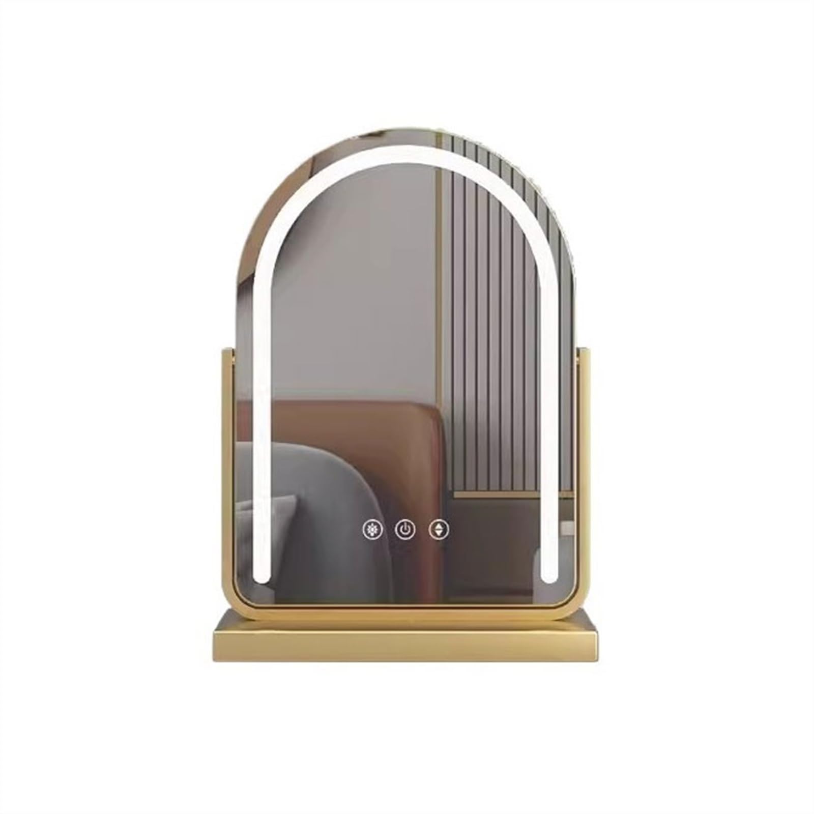 LJHFG63KUYT Vanity Mirror Desktop Led Light Vanity Mirror Dressing Table With Lights Rotating European Style Senior Luxury Bedroom Fill Household Personal(Gold)
