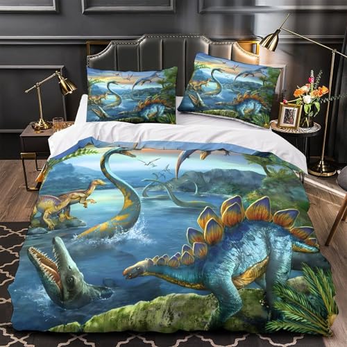 Housse de couette dinosaure impression 3D parure microfibre résistante