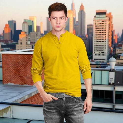 Image of fanideaz Men's Cotton Full Sleeve Henley T Shirts for Men