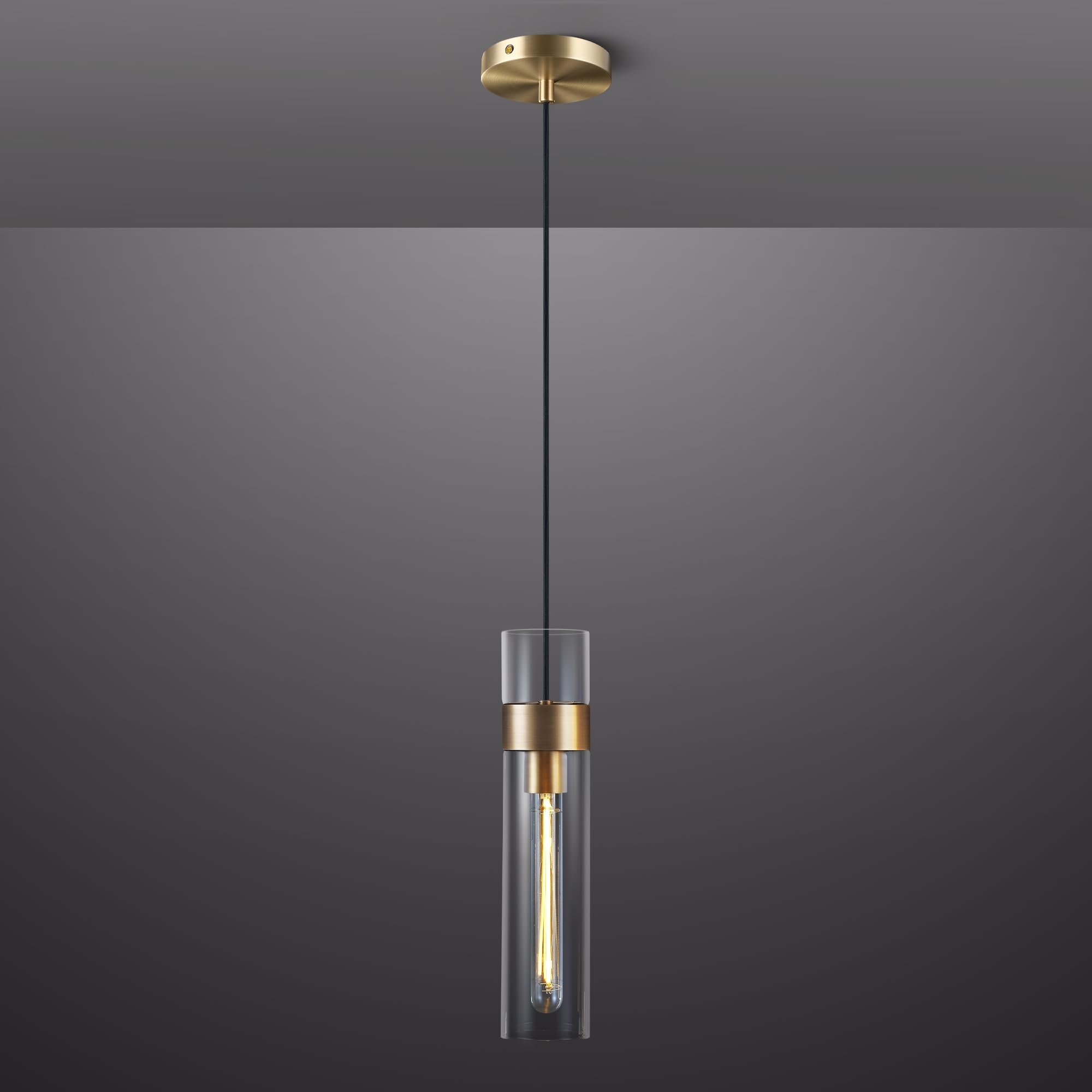 Knurldon Modern Glass Brass Pendant Lights Kitchen Island, Adjustable
