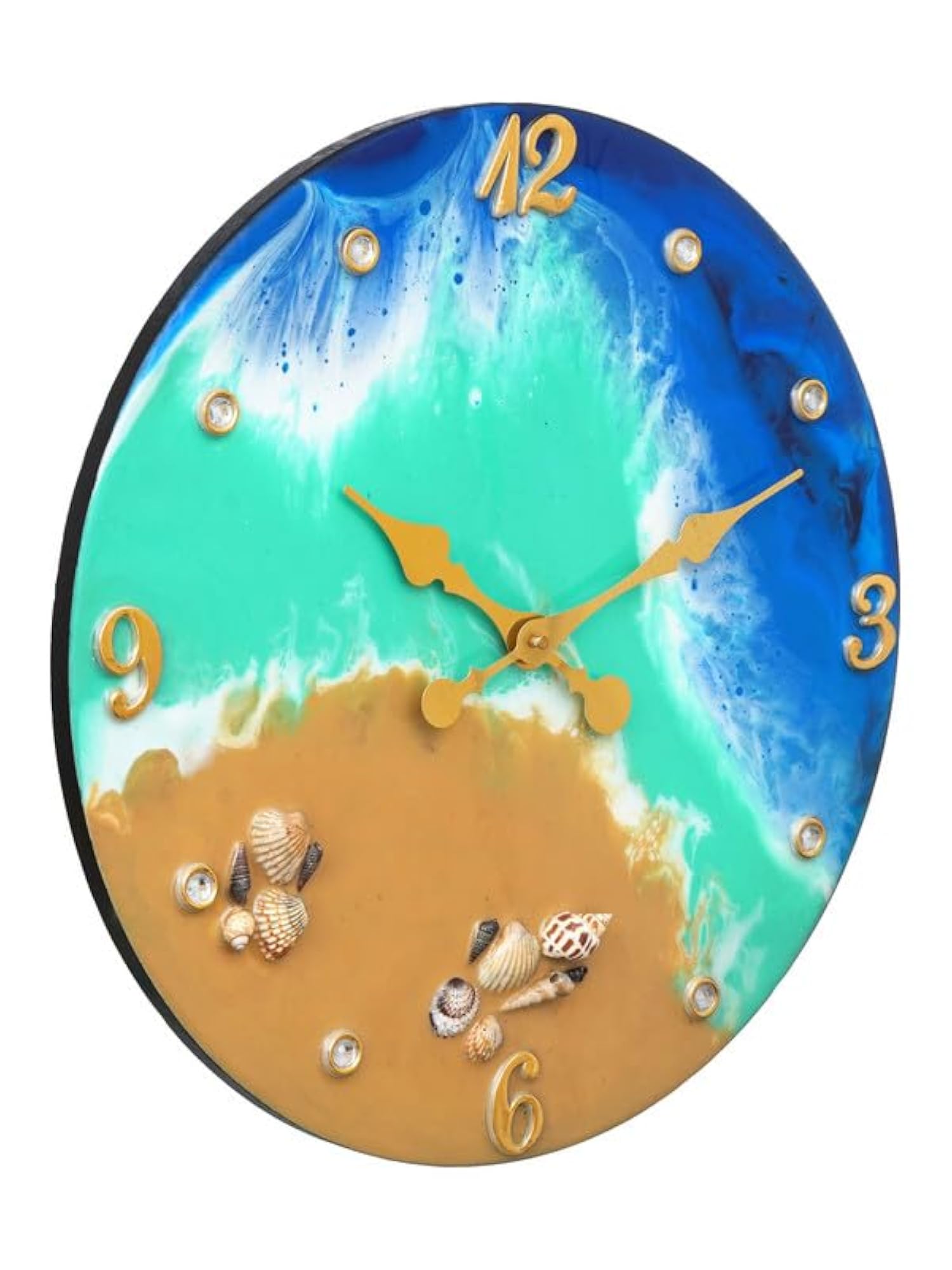 Ocean Wave Beach View Epoxy Resin Round Wall Clock
