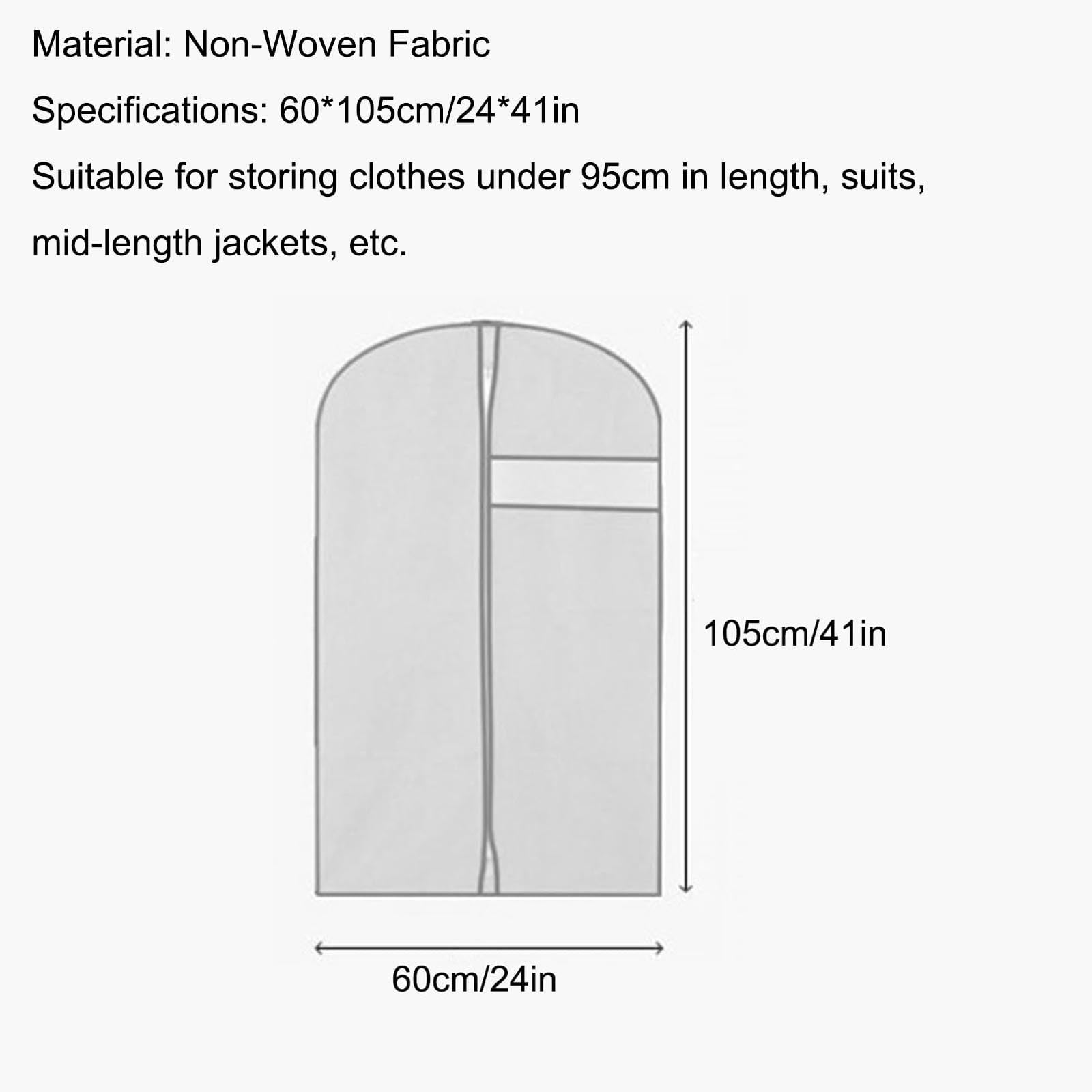 Generisch 5er-Pack Kleidersäcke Aufhängen Kleidung Transparentem Fenster | Anzugtaschen Reißverschluss Aufbewahrung Kleidern, Anzügen Mänteln Schrank(Gray,60x105cm)
