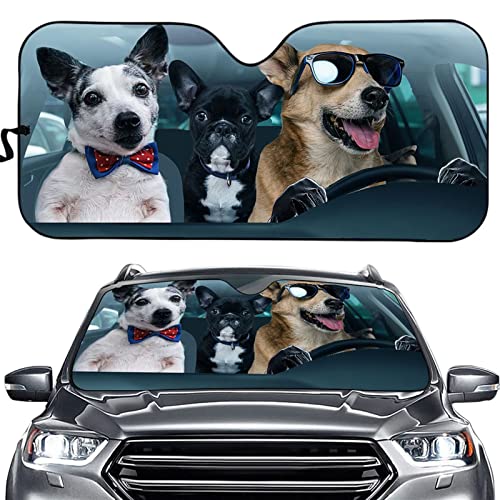 PZZ BEACH Crazy Dog Driver Sunshades for Car Front Windshield Keep Your Vehicles Cool Universal Fit