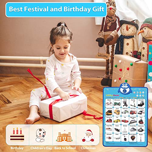 Hismaho Electronic Interactive Transportation Wall Chart, Knowing Vehicle&Music Educational Poster For Toddlers, Preschool Learning Toys For 3 4 5 6 Year Old Kids, Toddler Boys Girls Toy, Kid Gift #TOP6