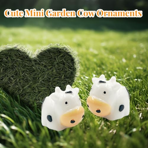 Suartus Mini Cow Figurines, 40Pcs Resin Cow Miniature Figurines,Tiny Cow Figures,Cute Mini Garden Cow Ornaments Animals Model Fairy Garden Miniature Moss Landscape DIY Craft for Home Decor - Thumbnail 4