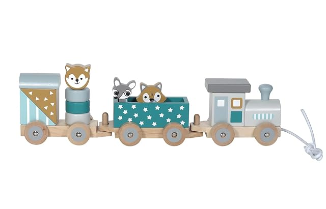 Foto 5 de 8 de Kindsgut Tren de Madera con animalitos, Estrellas