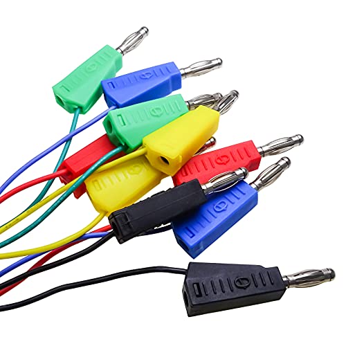 Cleqee 10 Stück Stapelbare Bananenstecker zu Breadboard Männliche Überbrückungsdrähte Weiche flexible Silikon Testleitungen für elektrische Tests