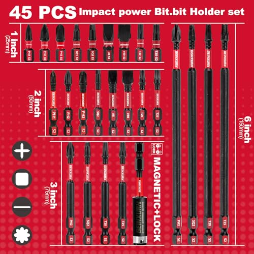 GEINXURN 45-Piece Impact Bit Set