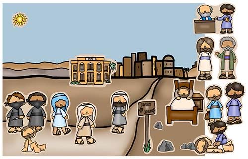 Story Time Felts Good Samaritan Bible Felt Board Figures New Testament Flannel (Figures & Background)