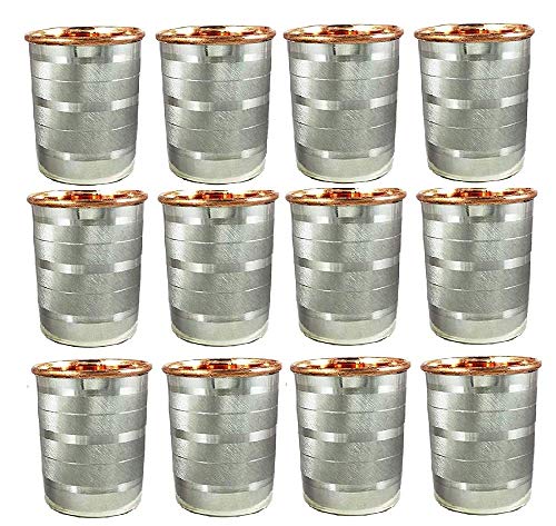 Copper Stainless Steel Drinking Tumblers For Water Wine Beer Cocktails Gift Glass - Pack Of 12 #TOP17