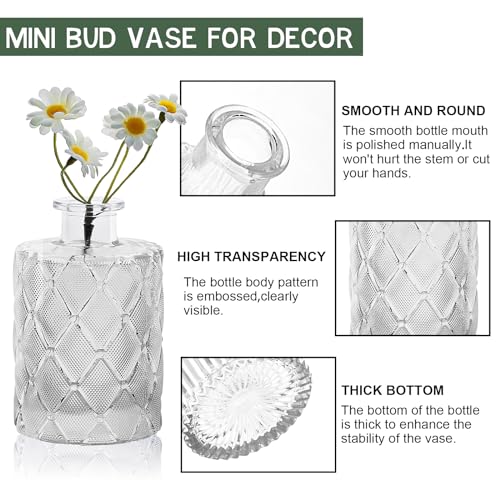 image for Arme 20 Pcs Bud Vase Set, Mini Vases for Flowers, Small Vintage Glass 