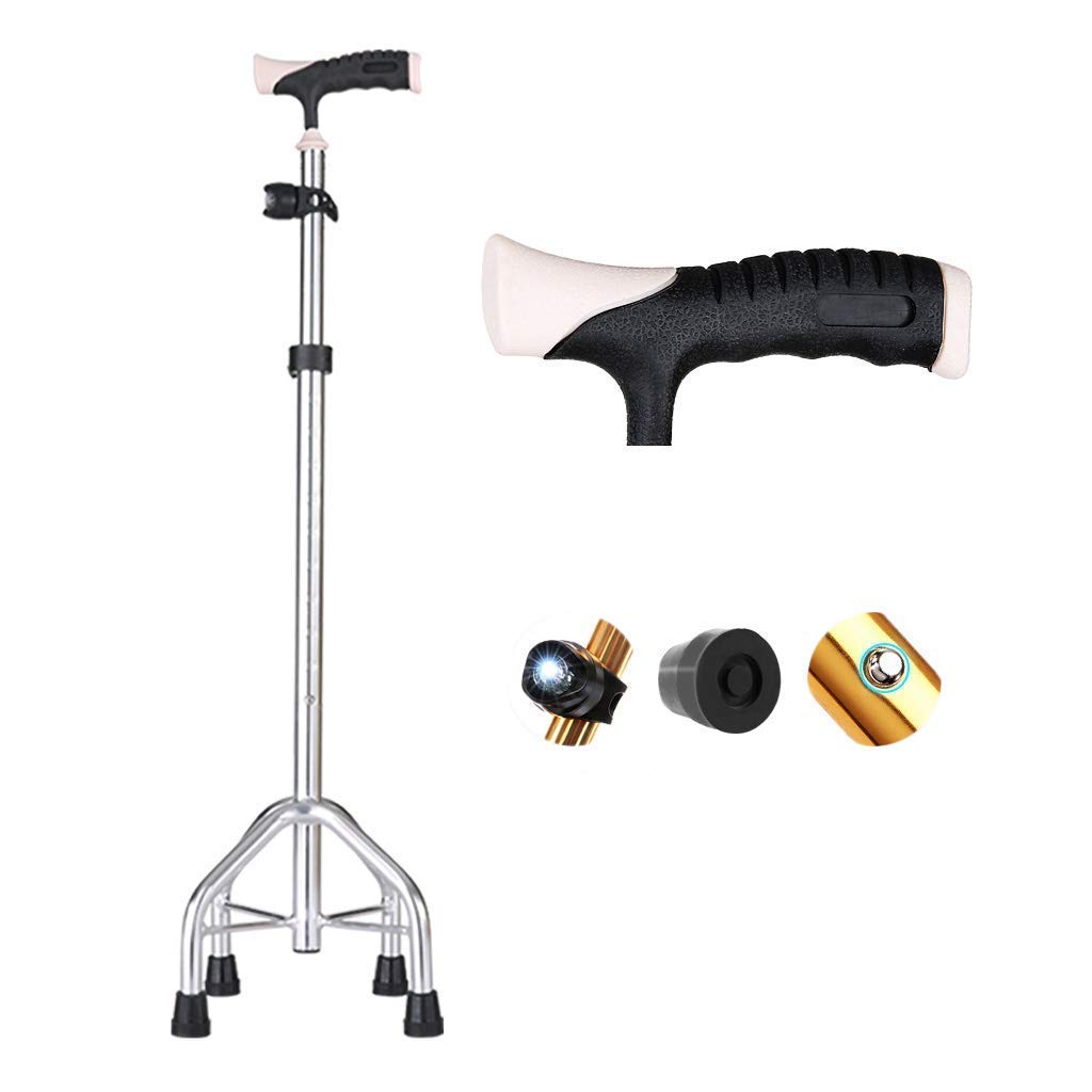 Stampella regolabile con bastone da passeggio con luce a LED, in alluminio leggero, per padri, madri, regali per uomini e donne, regalo pratico
