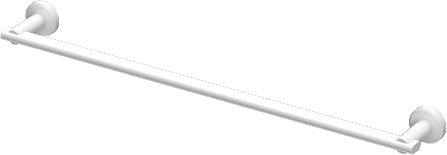 Gatco 5480 Locke, Towel Bar, 24" L, Matte White/Wall Mounted Single Towel Holder for Bathroom