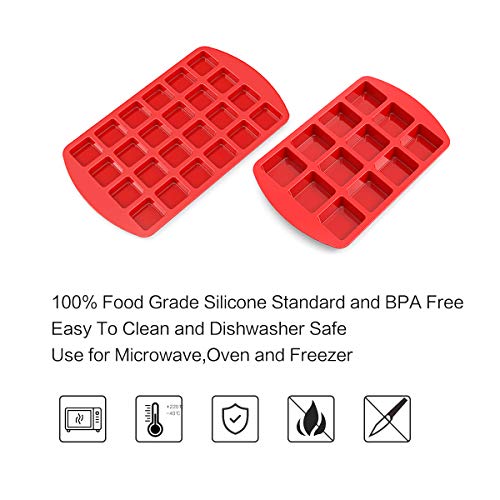 Silivo Silicone Brownie Pan With Dividers - 2 Pack 12+24-Cavity Brownie Baking Pan, Non-Stick Silicone Molds For Brownie Bites, Keto Fat Bombs, Fudges And Chocolates #TOP3