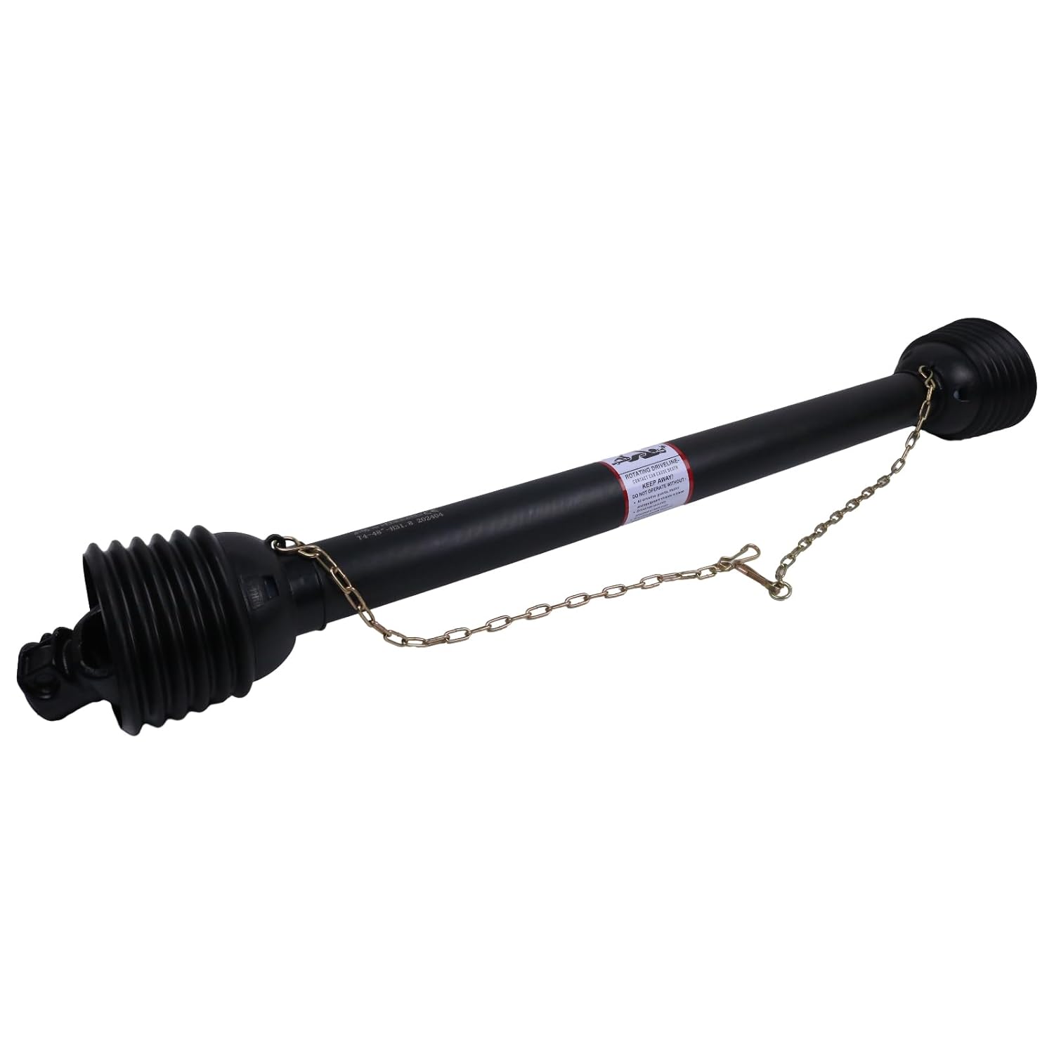 PTO Drive Line 48" - 68", 1-3/8" x 6 Spline to 1-1/4" Round with Key Way and 3/8" Bolt/Pin Hole,Series 12