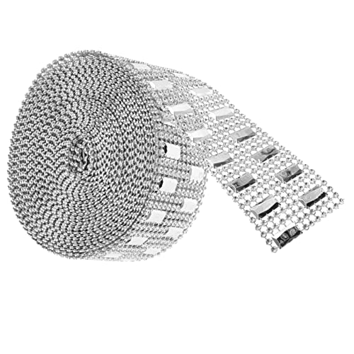 1 Rollo Taladro cuadrado pequeño paraca Rojo Ramo hogar wedding decoration rhinestones embellecedor multifunción para manualidades cinta de pedrería hecha a mano el plastico Silver COHEALI