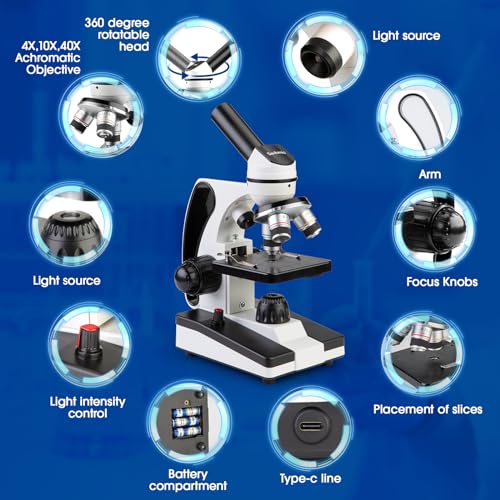 Sedumic XSP-112RT Microscope For Adults Kids 40X-2000X Compound Monocular Microscope For Students School Laboratory Home Education thumb #4