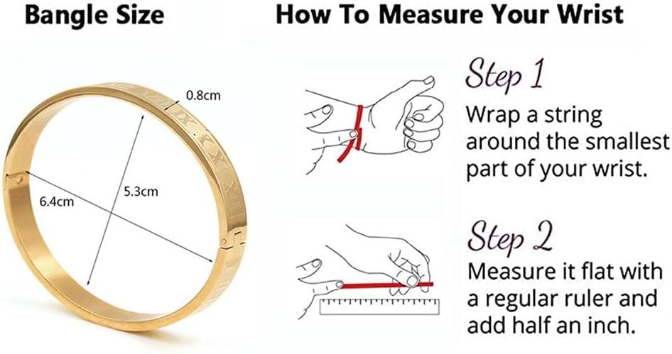 18K Gold Plated Stainless Steel Bracelets for Men - Roman Numeral Bracelet Luxury Crown King Twisted Cuff Cable Bangle Bracelets Set - Image 7