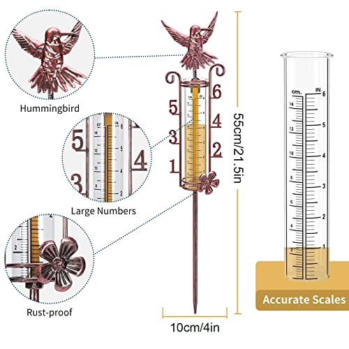 Apsoonsell Rain Gauge Outdoor - 7" Capacity Rain Gauges With Metal Stake, Copper Rain Gauge Large Numbers Easy To Read For Garden Yard Lawn Decoration #TOP2