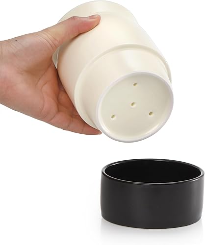 Miniatura 3 de ZEAYEA Soporte para utensilios de cocina, organizador de utensilios de cerámica con orificio de drenaje para encimera, cubiertos pequeños para