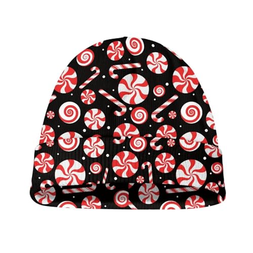 Babrukda Christmas Beanies for Girls Warm Winter Hats, Snowflake Kids Knit Beanie Cap Happy New Year Party Home Headwear