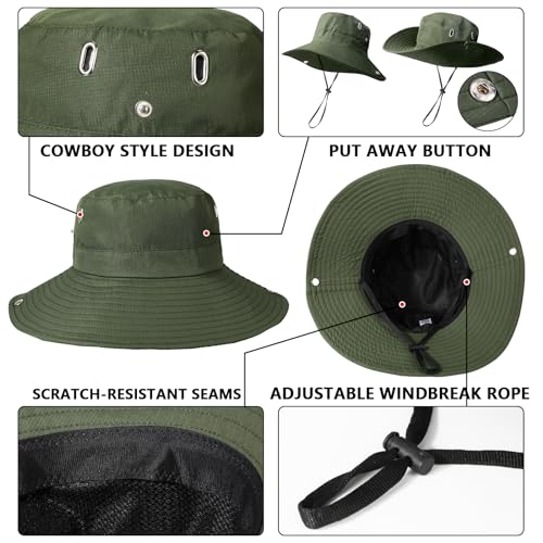 TAGVO Regenhut für Damen Herren,Wasserdichter Faltbar Bucket Hat UV-Schutz Outdoor Fischerhut, Schnell Trocknend und Atmungsaktiv Safari Hut Cowboy Hut Stil Sonnenhut für Camping Wandern Fischen