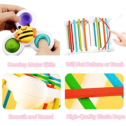 Montessori Toys For 1 2 Year Old Boy Girl, Baby Sensory Bin Shape Sorter Toys Colorful Cube, With 3 Suction Cup Spinning Top Toys And Bead Maze, Early Learning Toys For Toddlers Age 1-3 (12Pcs) #TOP4