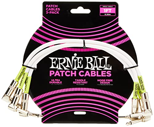 CABO PEDAL/PEDAL 1 (30,48 CM) PLUG L/L PCT C/ 3 BRANCO P06055 ERNIE BALL