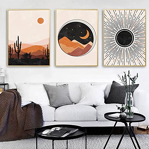 Affiche Boho Montagne Paysage Toile Moderne 60x90cm Trio