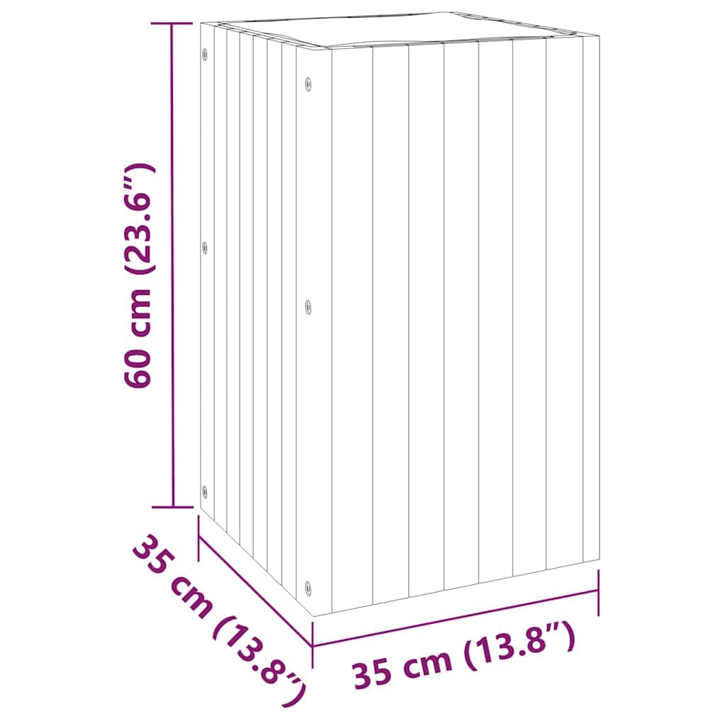 Fioriera da Giardino 35x35x60cm in Legno Massello di Acacia | Vaso alto in acacia con sacco in tessuto non tessuto per piante e fiori, adatto per soggiorno, balcone e ufficio.