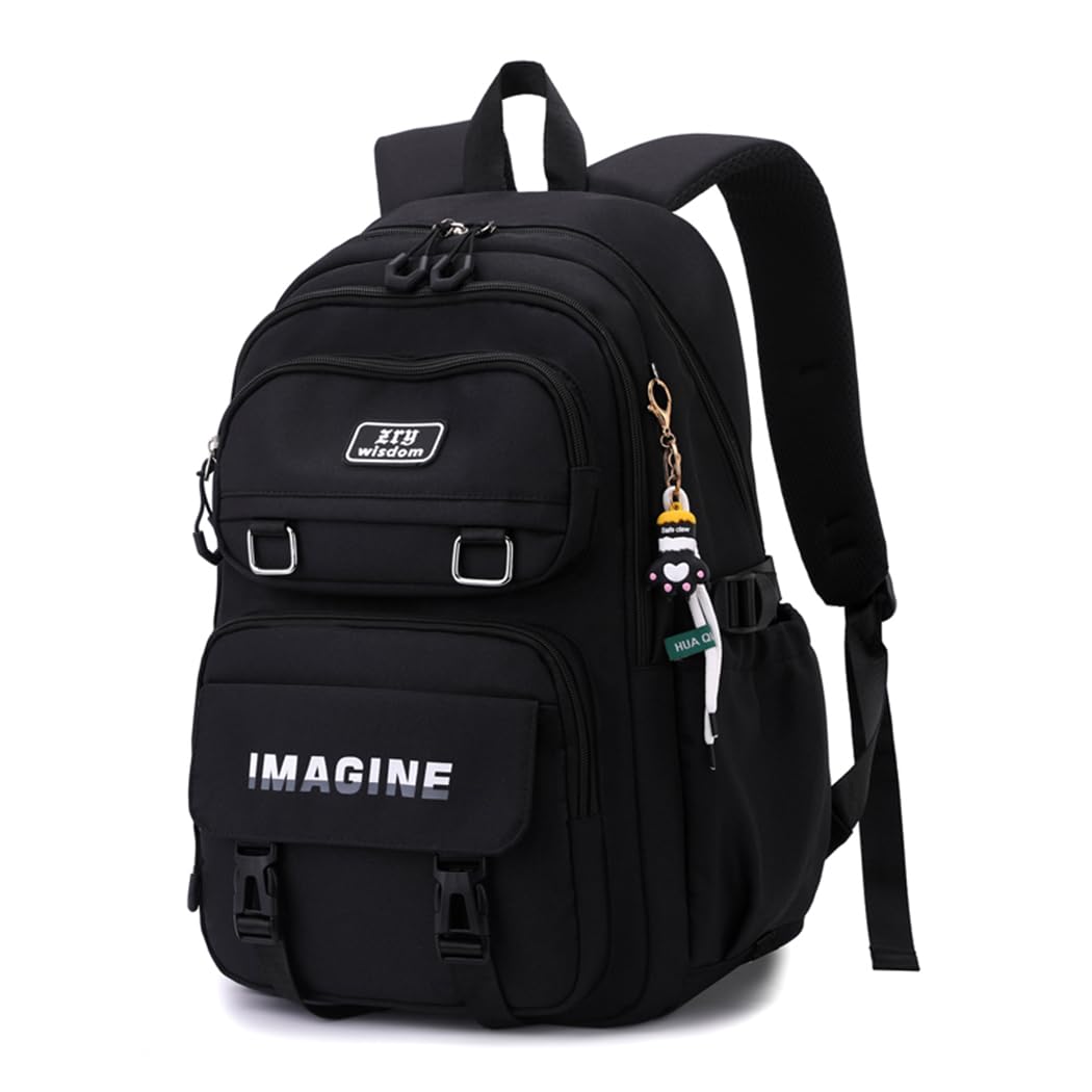 Solid Color Kids Backpacks for Girls School Bags, Black Elementary Bookbags Girls Backpacks Casual Daypacks, D-Black