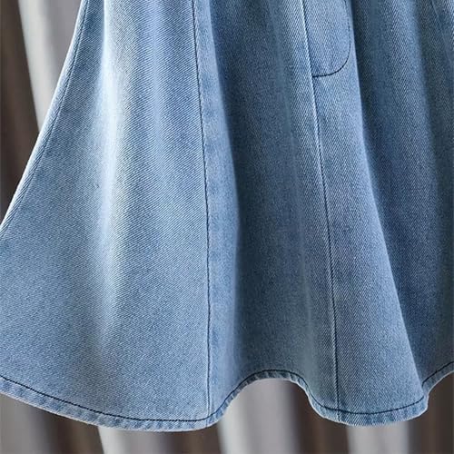 Girl’s Swing Denim Skirt Elastic High Waist A Line Pleated Casual Jean Skirt Y2K Summer Preppy Solid Casual Dress3
