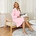 LYCY Short Robes for Womens Lightweight, Soft Womens Robe Spa Ladies Bathrobe 3/4 Sleeve(Light Pink M)