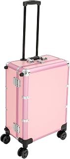Portable Aluminum Alloy Makeup Train Case with 3-Color Lights Mirror, 3-Tier Large Capacity Cosmetic Storage Case for Makeup Artist,Professional Cosmetics Organizer Cart for Travel