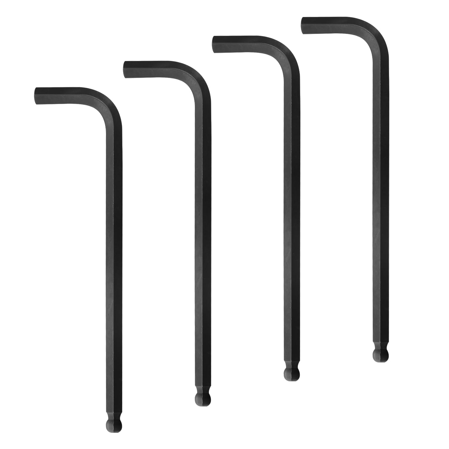 Juego de 4 llaves hexagonales con cabeza de bola de 6 mm, ejecución extralarga, juego de llaves angulares premium de acero Cr-V, negro oxidado, llaves Allen para bicicleta, muebles y bricolaje