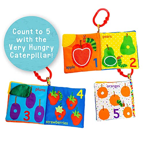 Image of KIDS PREFERRED Let's Count Soft Book - World of Eric Carle the Very Hungry Caterpillar Baby on the Go Clip Teething Crinkle Soft Sensory Book for Babies, 5.25x5.25 Inch (Pack of 12)