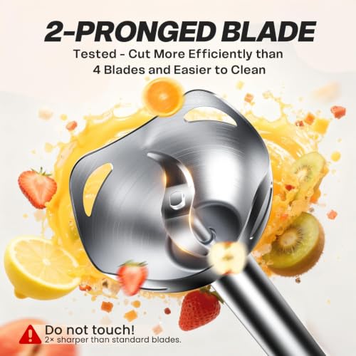 Image of Turelar Immersion Blender Handheld, Corded Electric Blenders Portable Stick Mixer with 2 Mixing Speed and Stainless Steel Blades Emulsifier for Effortless Blending Soup, Smoothies, Puree or Baby Food