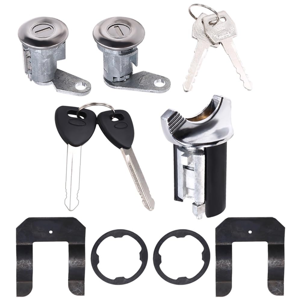 Compatible with F250 for F350 for Bronco 1980-1991 Ignition Lock Cylinder Set Car Door Lock Barrel Cylinder Latch with Keys