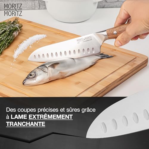 Couteau Santoku 18 cm acier allemand manche acacia Moritz & Moritz – Image 6