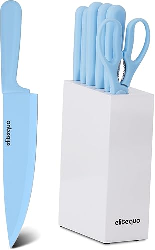 Juego de bloques de cuchillos de cocina de 8 piezas con afilador, apto para lavavajillas, juego de bloques de cuchillos de acero inoxidable alemán B