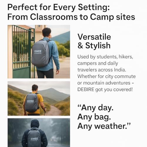 Image of Waterproof Nylon Backpack Rain & Dust Cover for 35L-50L Bags | Travel, Trekking, Hiking Bag Cover with Carry Pouch | Adjustable School & Luggage Cover - Grey (1 Pc)