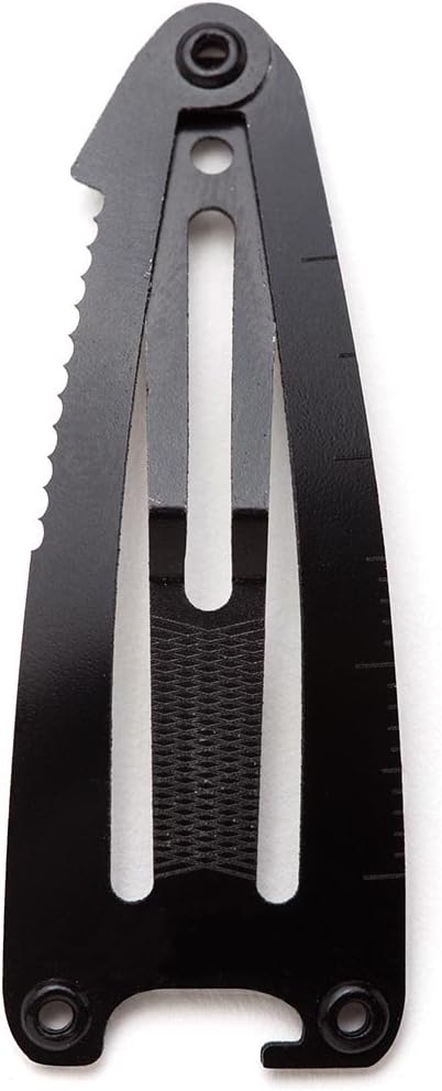 MTA Mini Multitool Clip - Multi-Functional Tool Large Hair Clip Is a Bottle Opener, Screw Driver, Scraper, Box Cutter, Serrated Knife. Blackfin