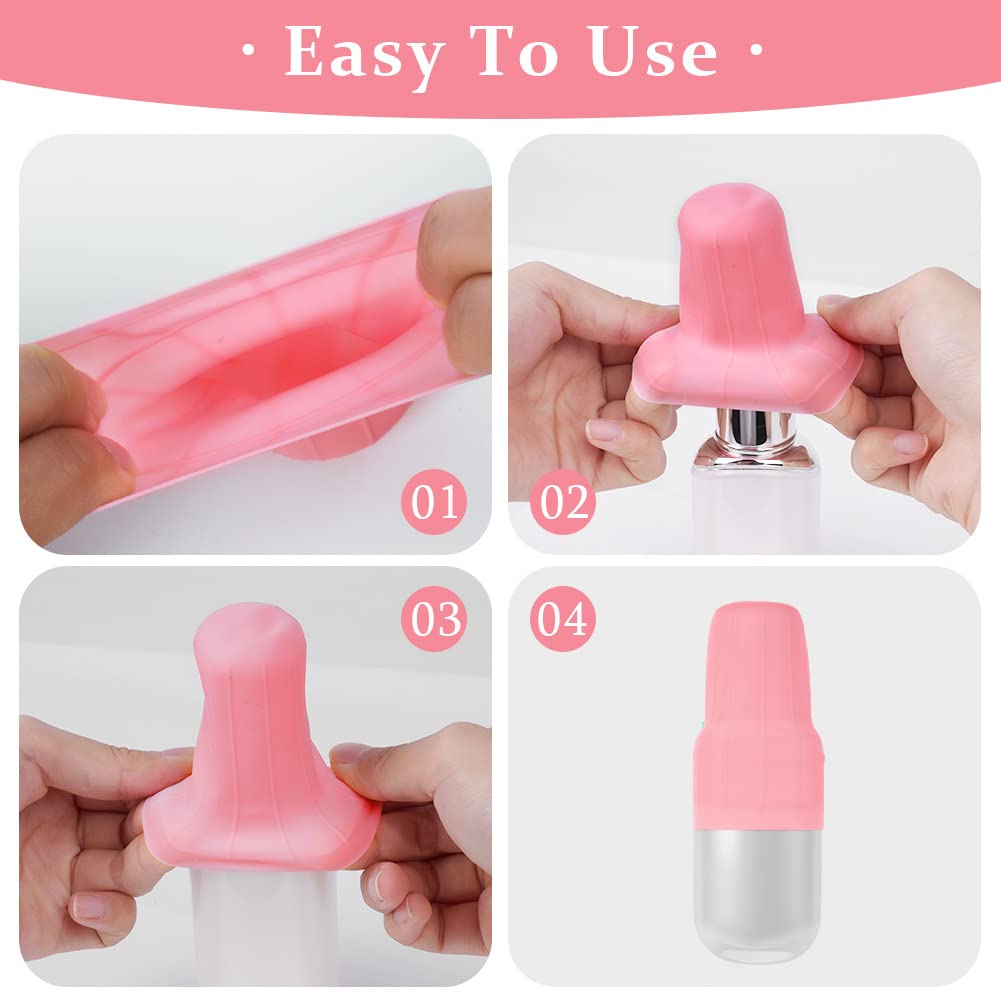 Aucuu 10PCS Fundas de silicona para botellas de viaje, Mangas elásticas para Viajes a Prueba de Fugas, Fundas de Silicona para artículos de tocador de Viaje, para artículos de tocador