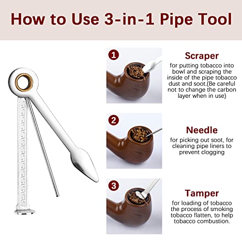 Joyoldelf Tobacco Smoking Pipe With Foldable Pipe Stand Holder And Smoking Accessories Including Pipe Screens, Pipe Bits And Pipe Cleaning Tool With Gift Box (Small) #TOP2