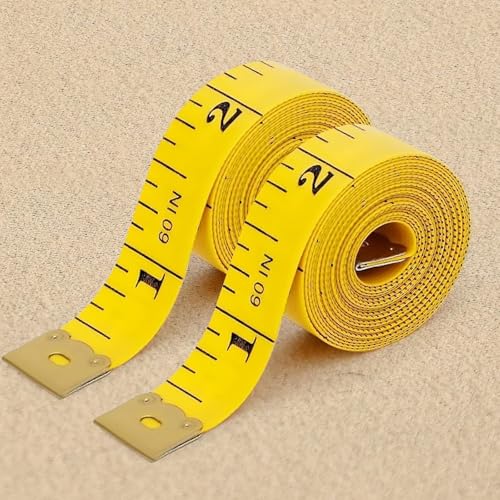 2 PCS 60-inch/150-cm Double Scale Rule, Tape Measure Soft Ruler Measuring for Weight Loss Medical Body Measurement Sewing Tailor Craft Ruler(Yellow+ Yellow)