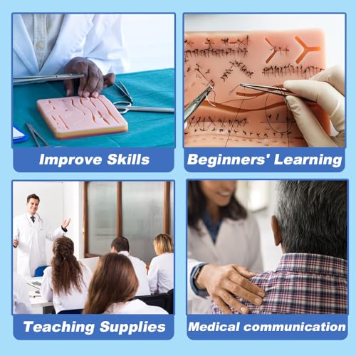 Image of Suture Practice Pad with 14 Pre-Cut Incisions Durable Three-Layer Suture Pad for Students Training Sutures Practice Kit